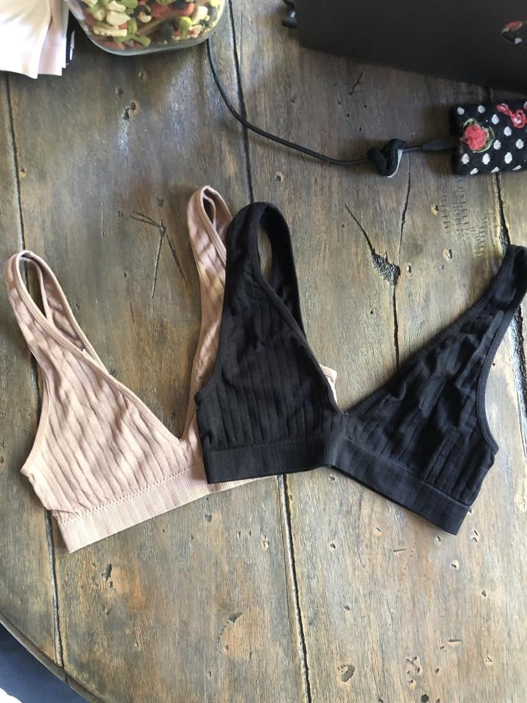 V) bb23 2x bh-tjes hemdjes zwart en bruin maat s, Kleding | Dames, Verzenden, Overige kleuren, BH