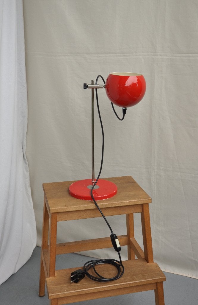 VEB Leuchten | vintage | tafellamp | bollamp | rood / oranje, 41 cm, Bureaulamp, Gebruikt, Overige merken
