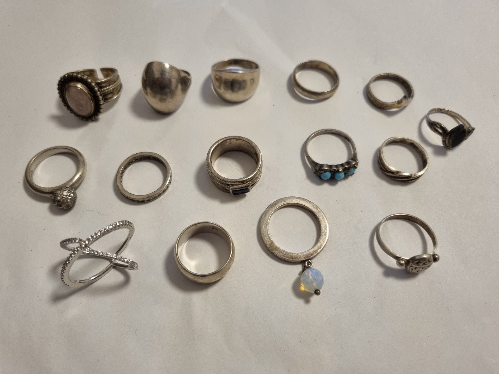 Partij zilveren ringen, 15 stuk, zie omschrijving, Sieraden, Tassen en Uiterlijk, Piercings, Verzenden, Gebruikt, Zilver, Neuspiercing