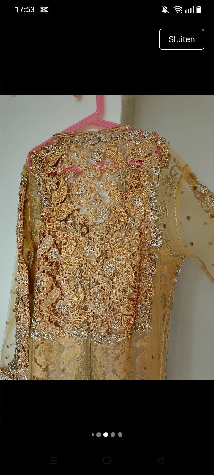 Prachtige Gouden Marokkaanse Takshita/Kaftan, Maat 38/40 (M), Overige typen, Ophalen of Verzenden, Onbekend