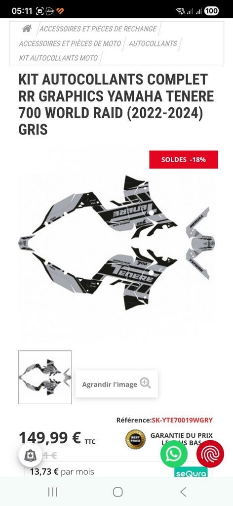 Yamaha Tenere World Raid stickerset, Motoren, Ophalen of Verzenden, Nieuw