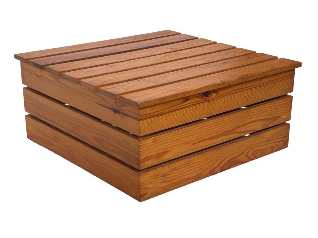 Vintage salontafel bijzettafel slatted grenen jaren 70, Minder dan 55 cm, Gebruikt, Vintage, 60 cm of meer