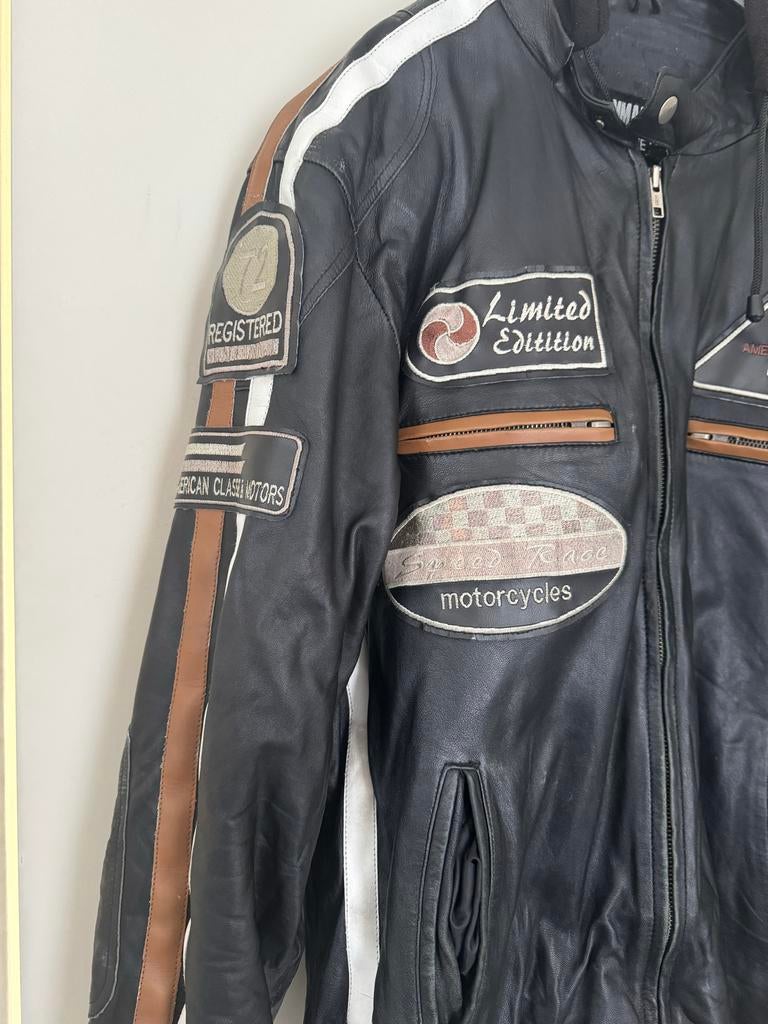 Ammar Fashion Leren Motorjas - 3XL, Motoren, Ophalen of Verzenden, Tweedehands, Heren, Jas | leer