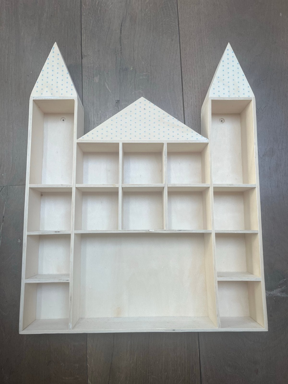 Houten kasteel wandrekje/boekenplankje voor kinderkamer, Beige, Overige merken, Nieuw, Ophalen of Verzenden
