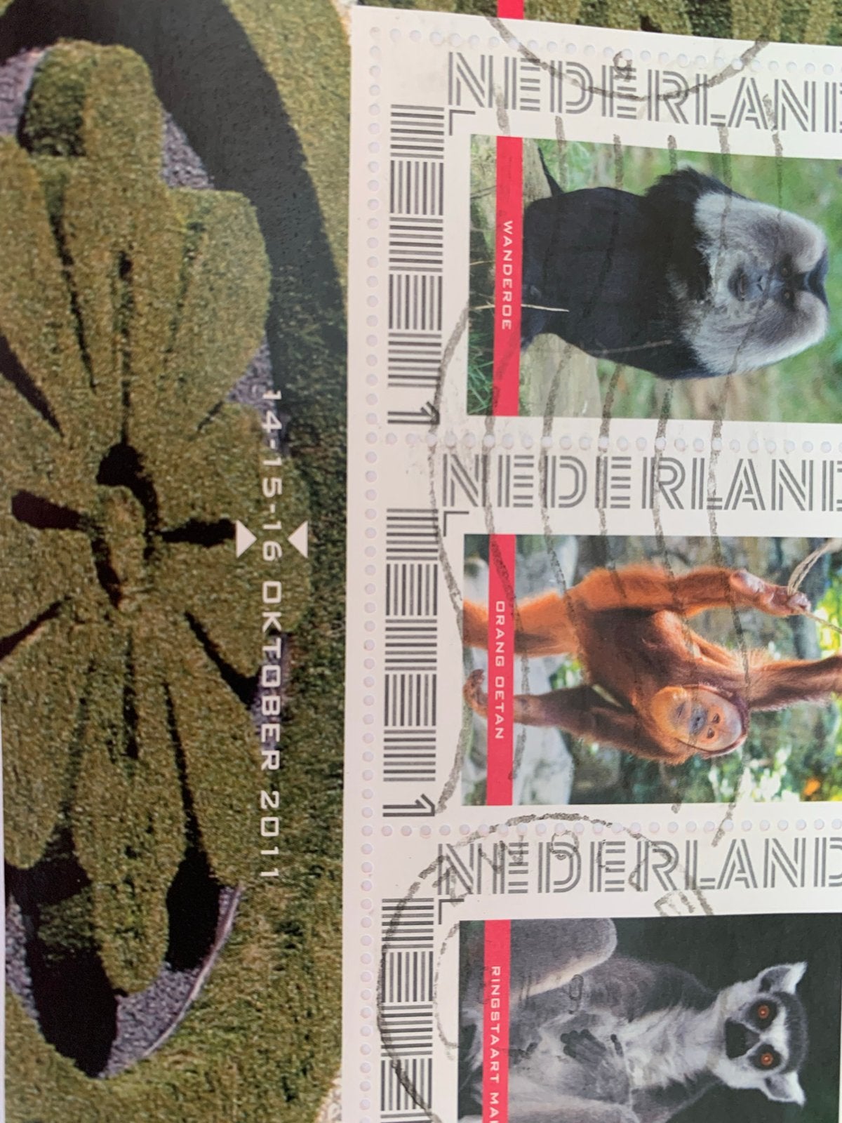 Postzegelvel Postex 2011 - Dieren (Wanderoe, Orang-oetan), Postzegels en Munten, Postzegels | Nederland, Ophalen of Verzenden