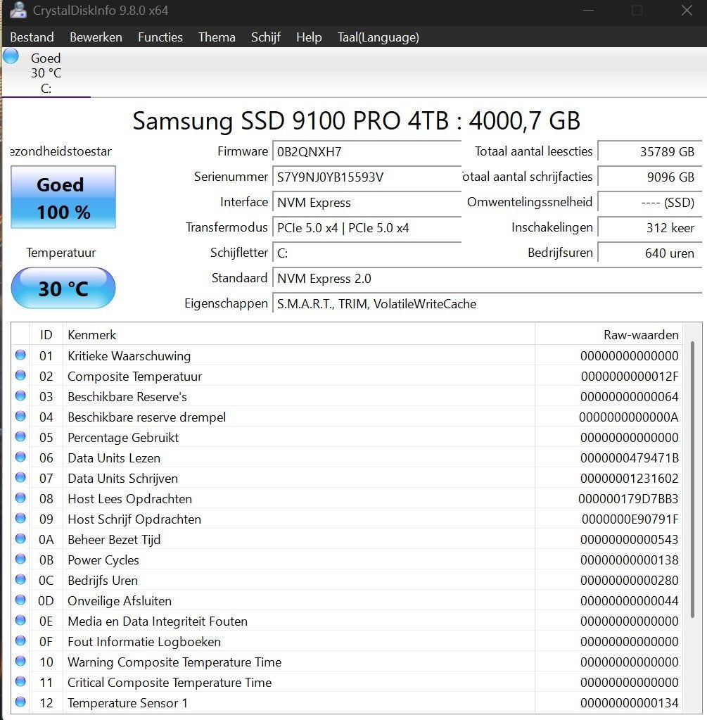samsung 9100 pro 4tb nvme ssd, Computers en Software, Ophalen of Verzenden, Zo goed als nieuw, Desktop