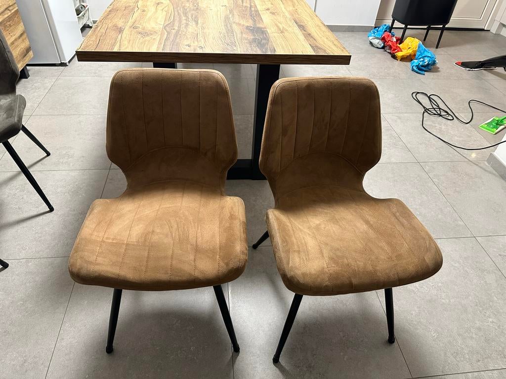Set van 6 stoelen in twee kleuren - opknapper, Huis en Inrichting, Stoelen, Ophalen, Gebruikt, Overige kleuren, Stof