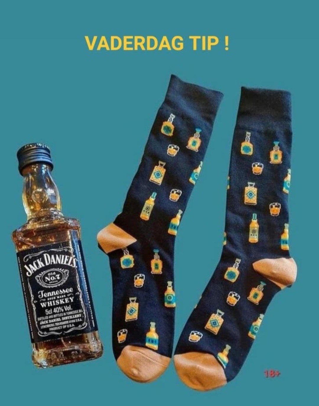 VADERDAG TIP !  WHISKEY SOKKEN + KLEIN FLESJE JACK DANIEL'S, Kleding | Heren, Sokken en Kousen, Ophalen of Verzenden, Nieuw