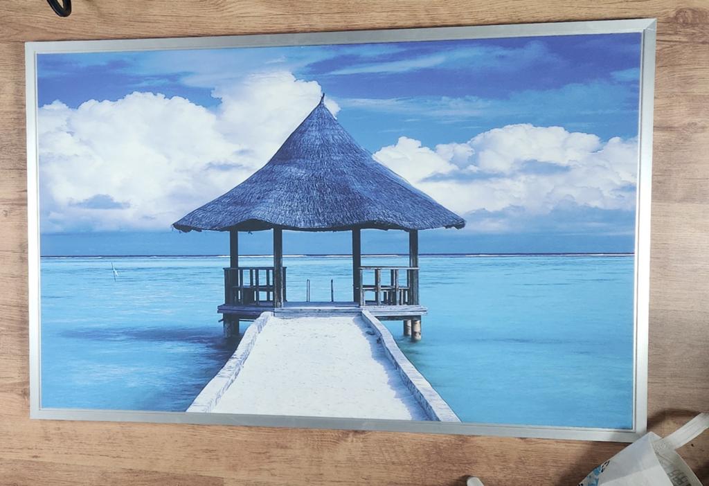 Schilderij Bora Bora Polynesië in lijst 115 x75 cm canvas, Ophalen of Verzenden, Zo goed als nieuw, 100 tot 125 cm, Print