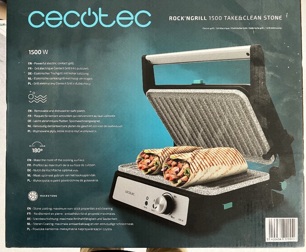 cecotec grill steen, Ophalen of Verzenden, Nieuw, 4 t/m 7 personen