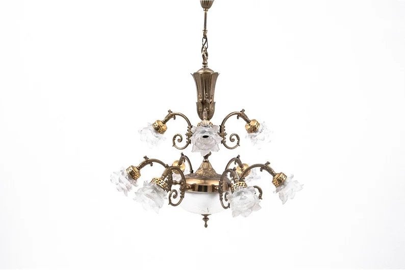 Opzoek naar Italiaanse Bronzen Mid-Century Kroonluchter, Antiek en Kunst, Ophalen
