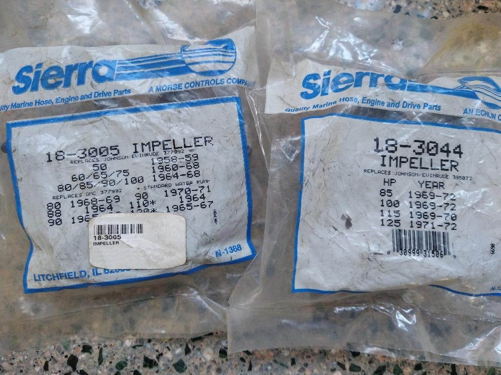 Johnson-Evinrude Impellers 377992 en 385072, Watersport en Boten, Ophalen of Verzenden, Nieuw, Motor en Techniek