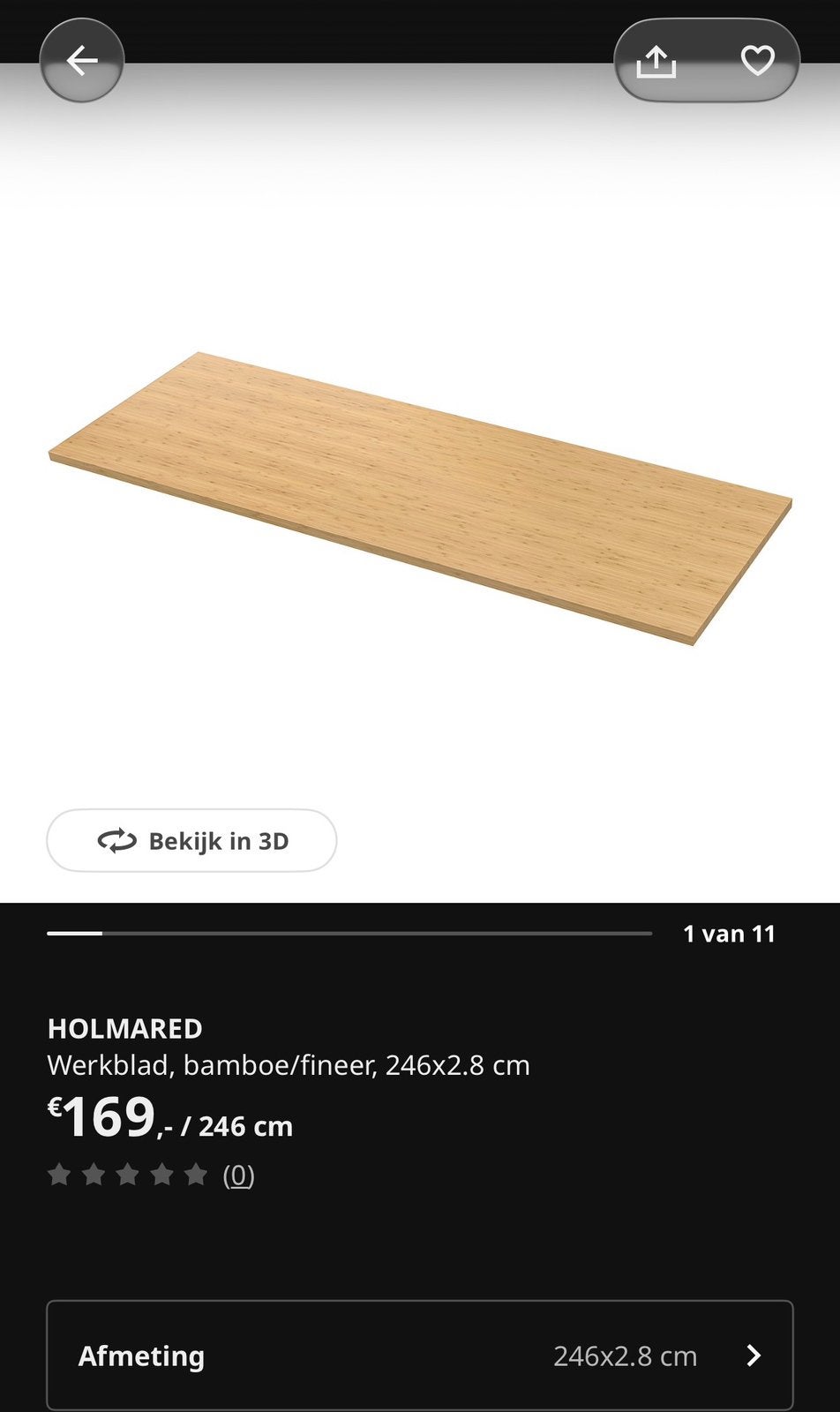 HOLMARED Werkblad, Ophalen, Nieuw