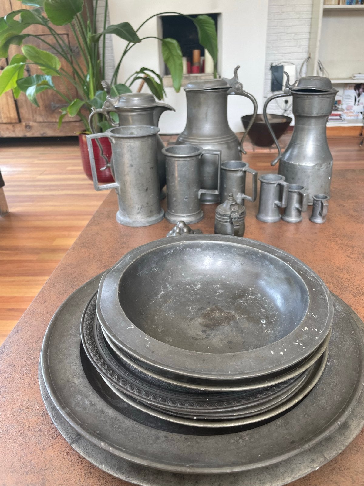 Grote collectie antiek tinnen servies en decoratie, Ophalen