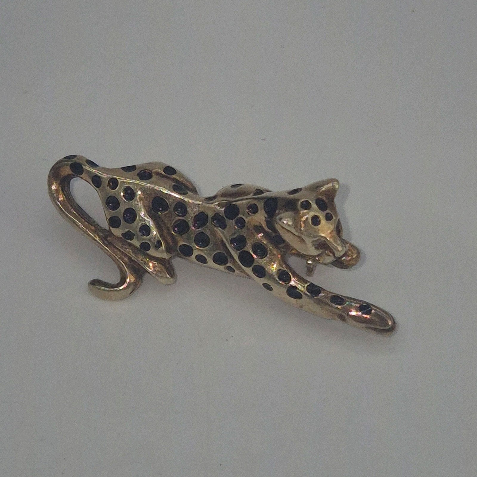 Mooie Vintage Panter Broche 925 Zilver, 4 tot 7 cm, Gebruikt, Verzenden, Zilver