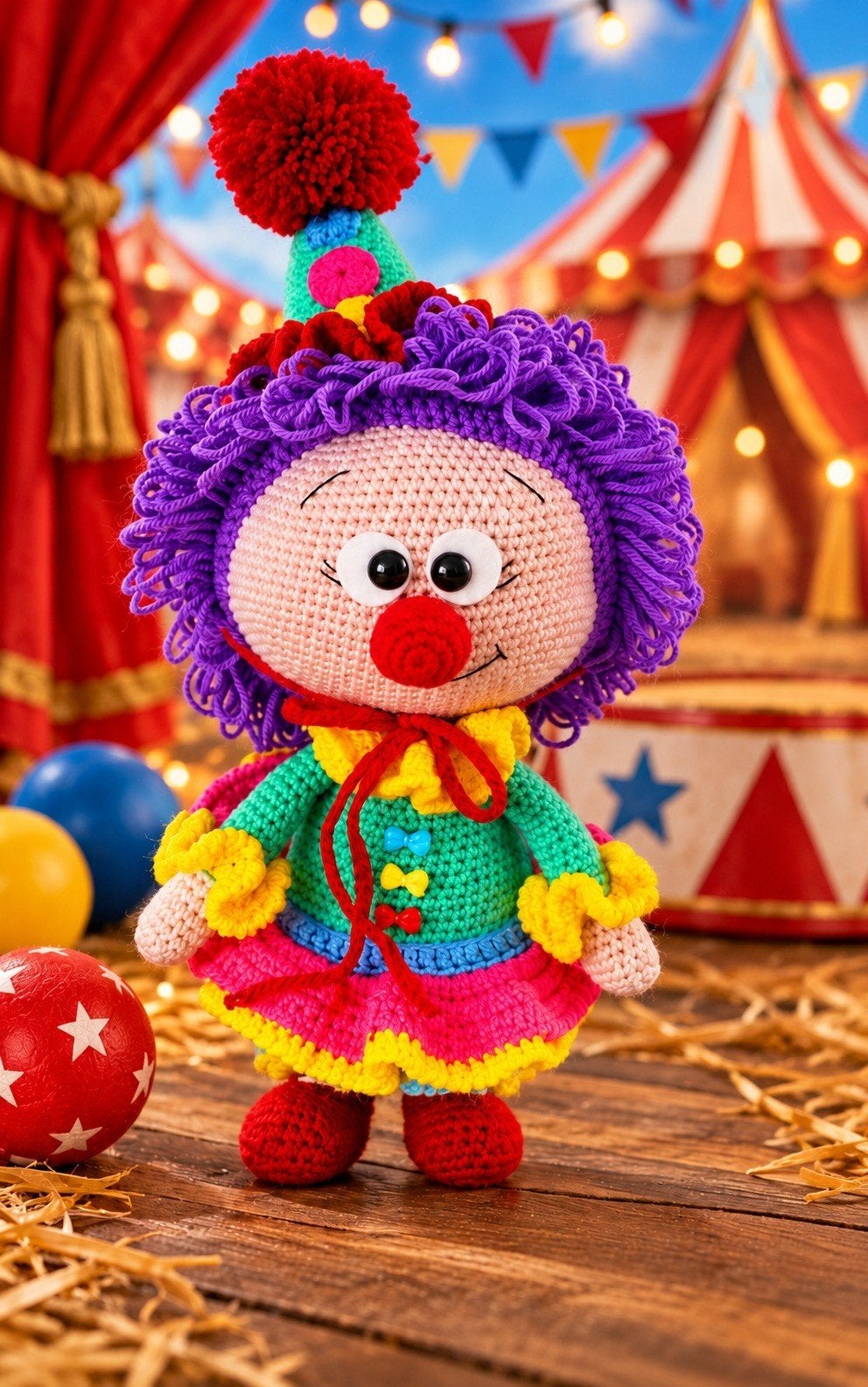 Nieuwe zelfgehaakte knuffels. Leuke clown., Kinderen en Baby's, Ophalen of Verzenden, Nieuw, Overige typen