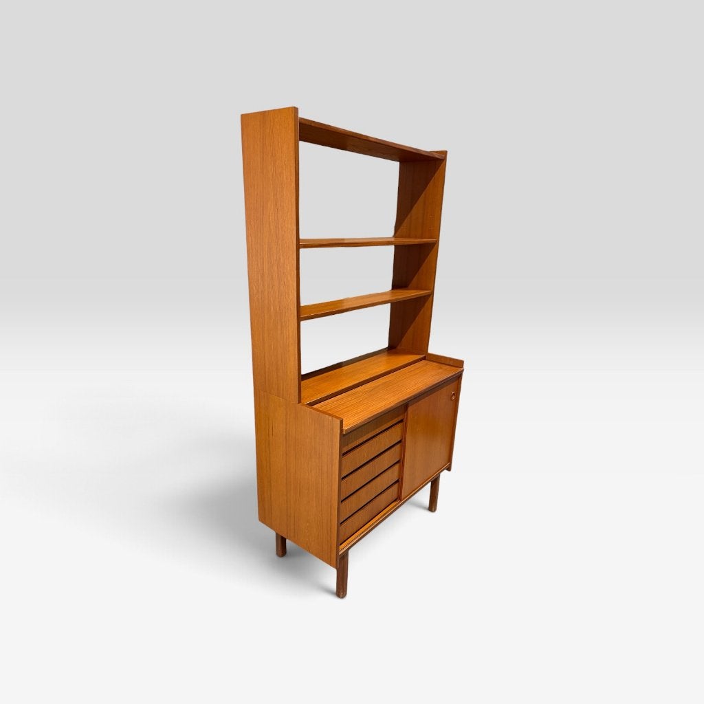 Scandinavische vintage boekenkast | jaren 60/70, Mid-century - Scandinavian design - Vintage, Gebruikt, Teakhout, 150 tot 200 cm