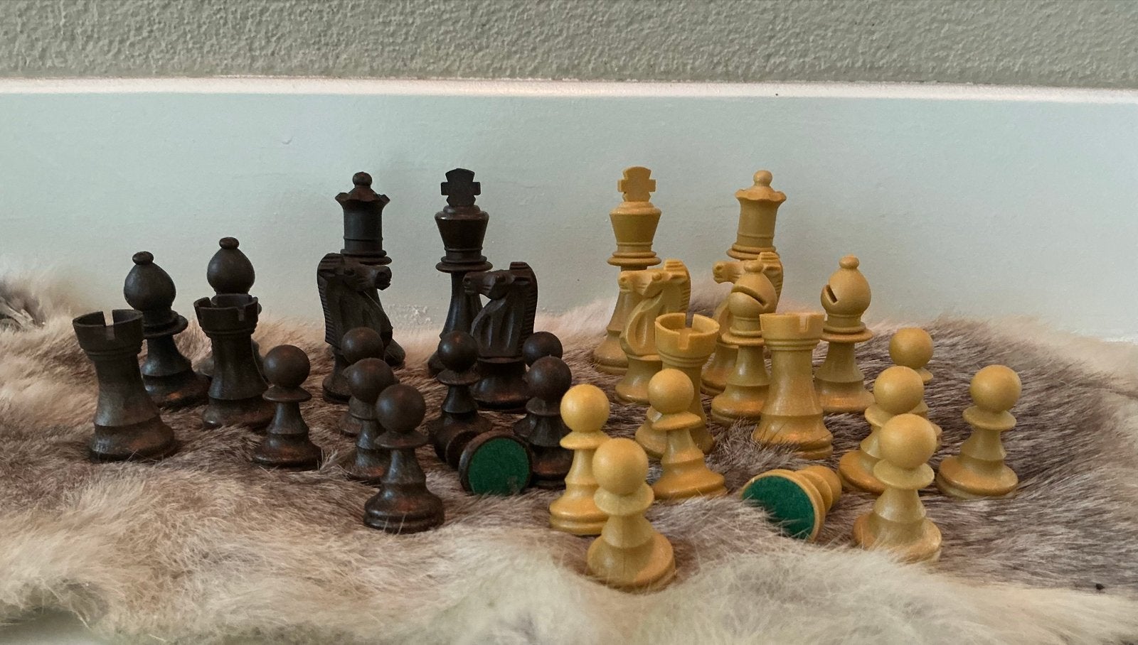 Vintage Schaakset - Complete Set Bruin en Crème * Staunton, Hobby en Vrije tijd, Ophalen of Verzenden, Gebruikt