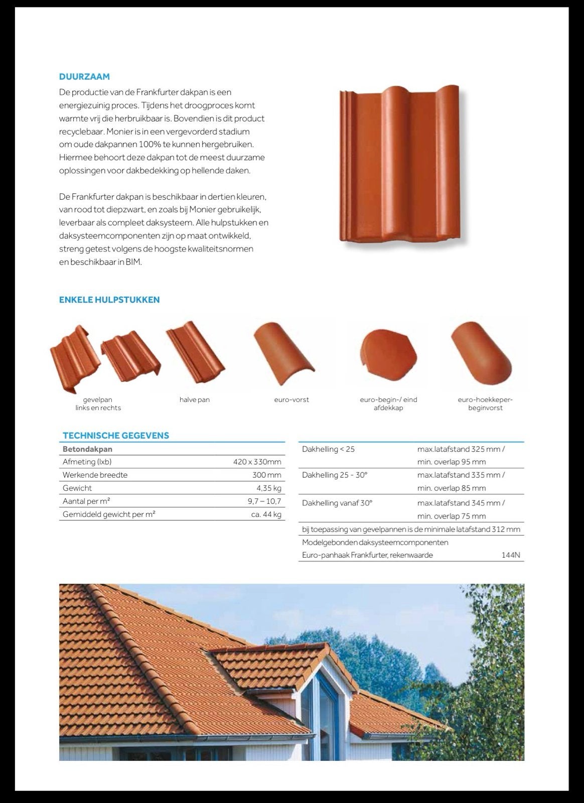 Nieuwe Monier Frankfurter Dakpannen, Ophalen, Steen of Klei, Nieuw, 15 m² of meer