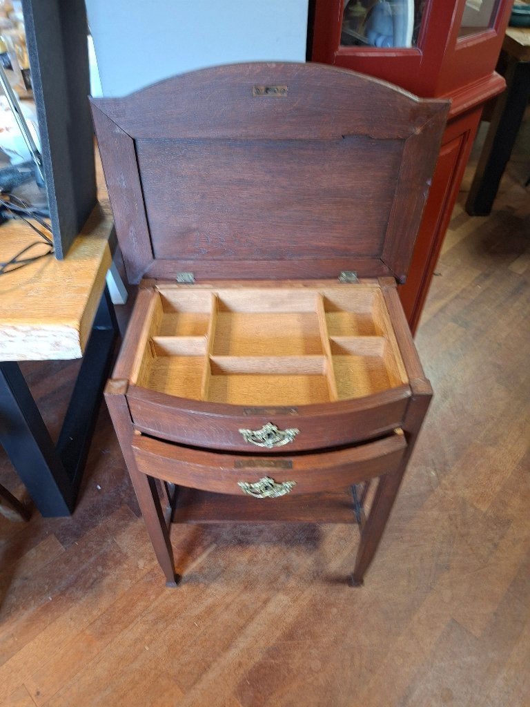 Vintage naaikastje / bijzetkastje klep en lades, Antiek en Kunst, Ophalen