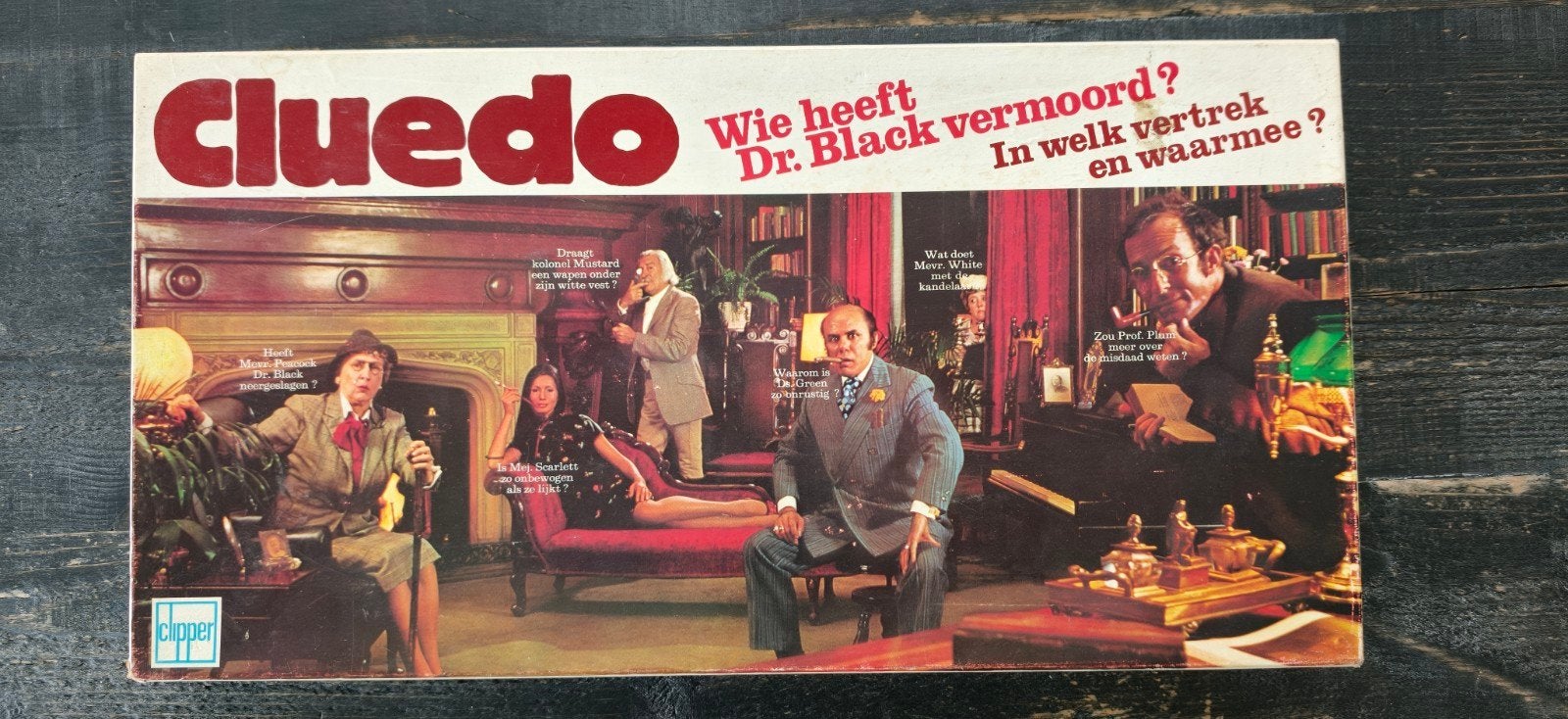 Retro Cluedo bordspel - Wie heeft Dr. Black vermoord?, Drie of vier spelers, Ophalen of Verzenden, Zo goed als nieuw, Clipper