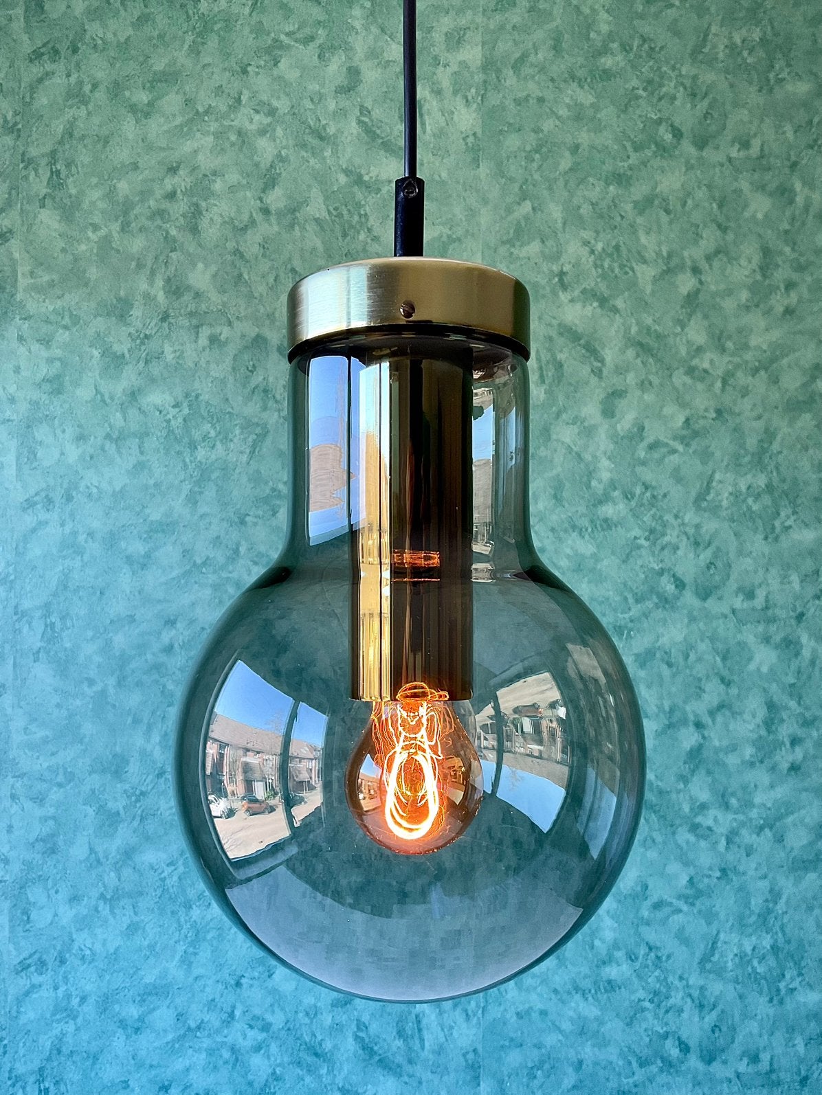 Vintage 60’s RAAK Maxi-gloeilamp Hanglamp. Model B-1259, Ophalen of Verzenden, Gebruikt, Glas