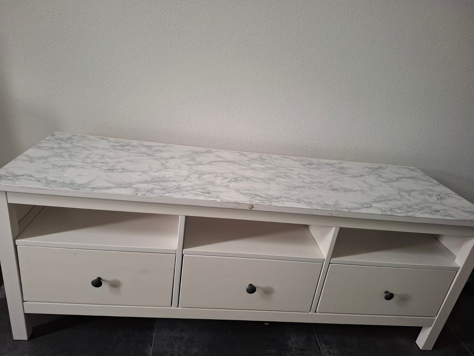 TV-meubel met marmerlook blad en lades, Ophalen, Zo goed als nieuw, 25 tot 50 cm, Minder dan 100 cm