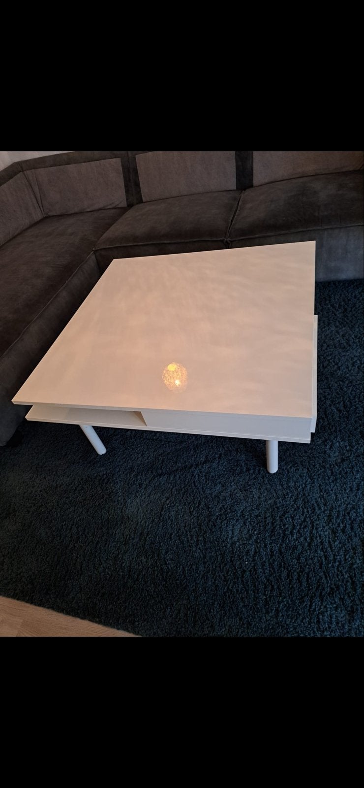 Moderne witte salontafel met lade (95x95x60 cm), Gebruikt, Vierkant, Overige materialen, 50 – 75