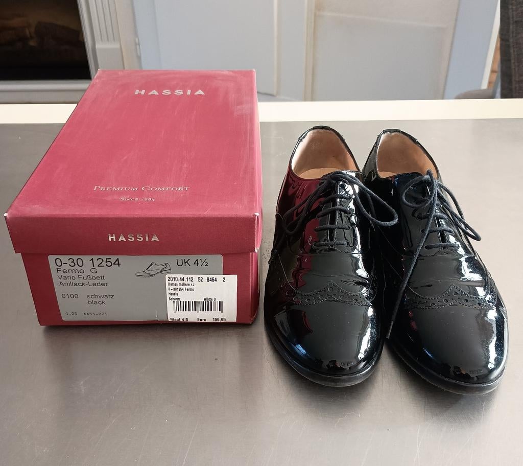 Hassia lakleren veterschoenen, maat 37,5, Hassia, Schoenen met lage hakken, Zwart, Ophalen of Verzenden