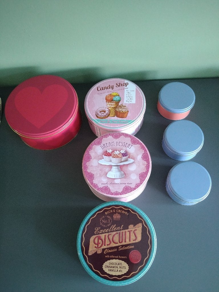 ronde blikjes, voorraadblikjes, blik, koekblik, Ophalen of Verzenden, Nieuw, Overige