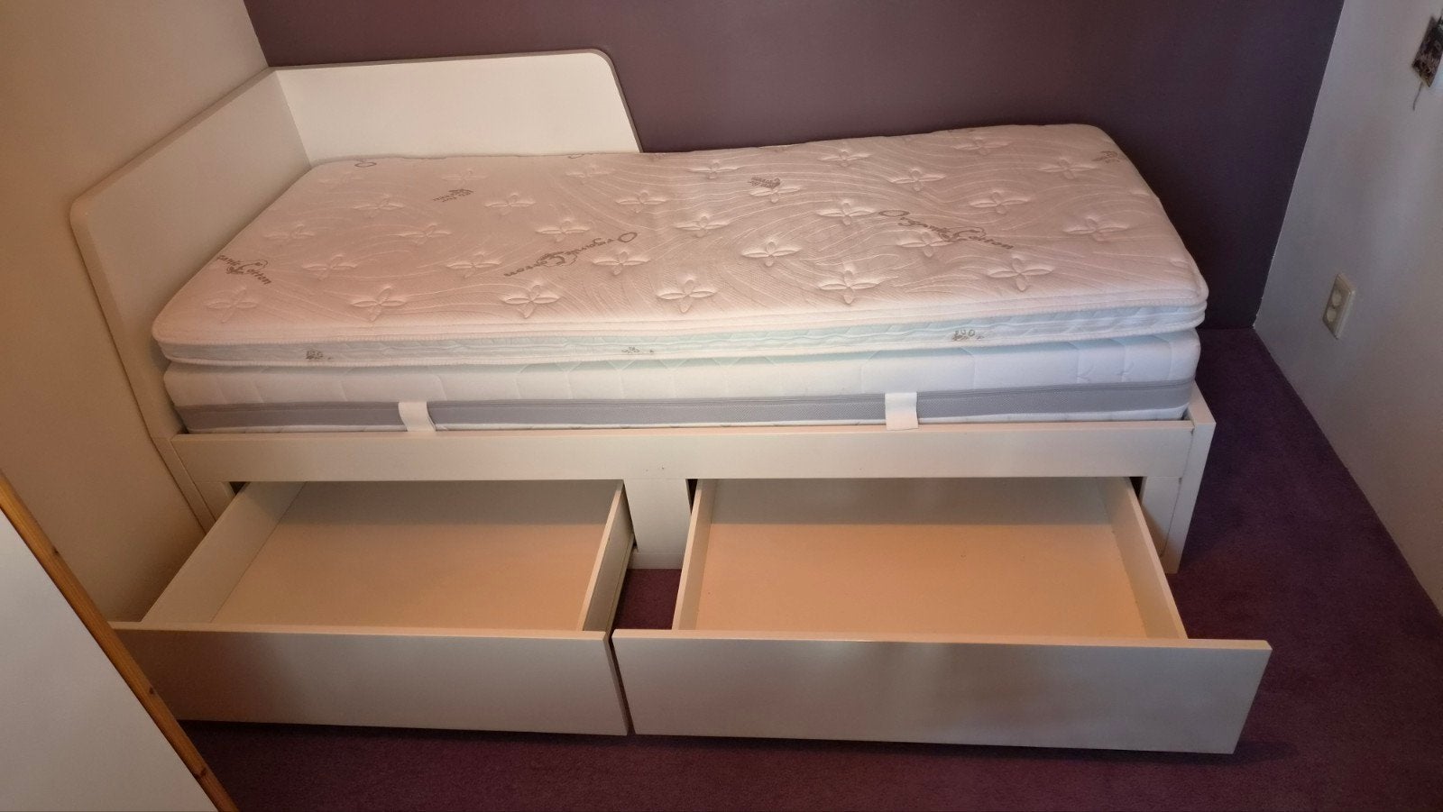 IKEA bed 80x200 inclusief matras en topper, Ophalen, Gebruikt, Eenpersoons, Wit