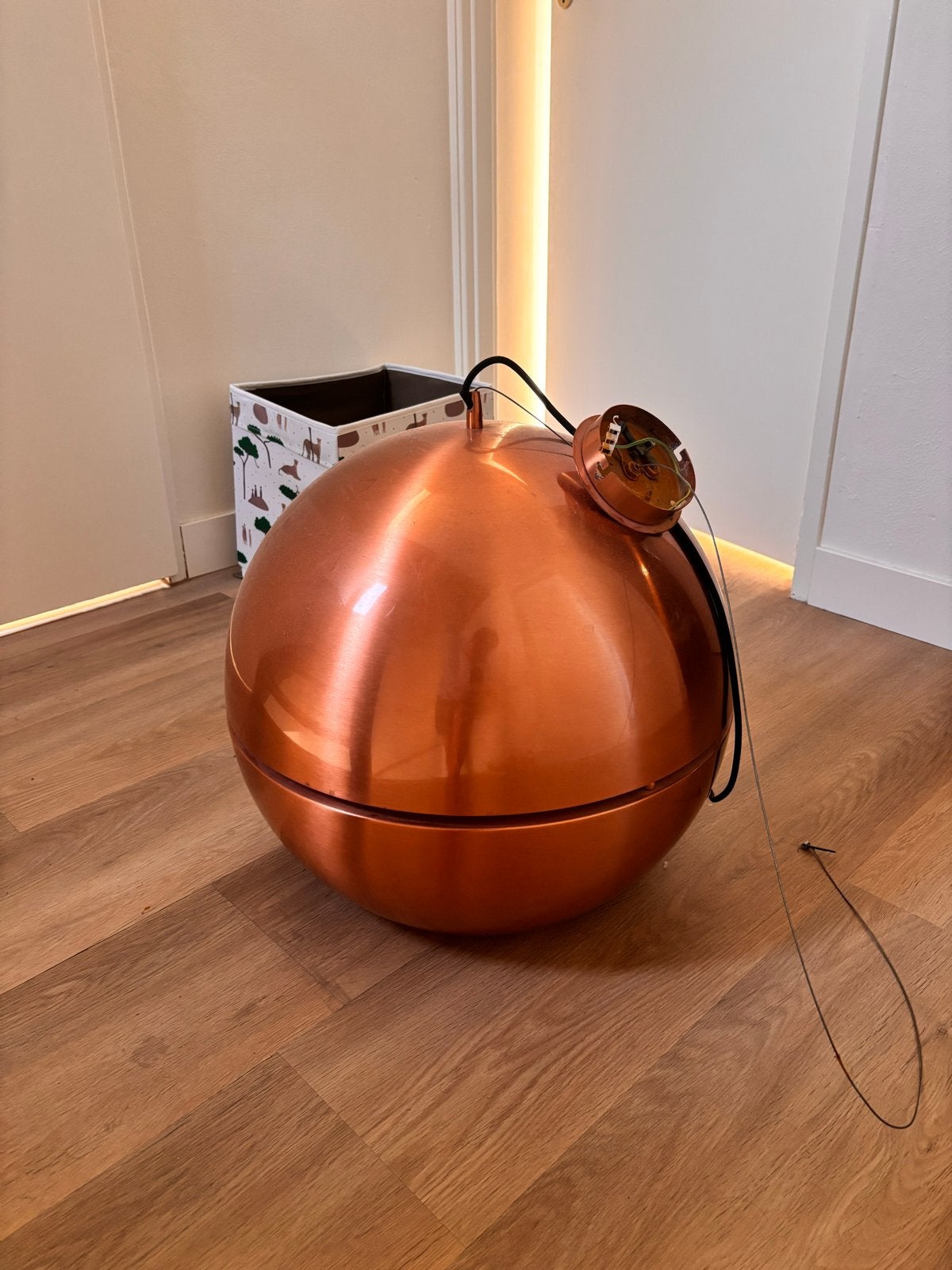 Koperen hanglamp - Vintage design, Ophalen, Gebruikt, Metaal, E27 (groot)