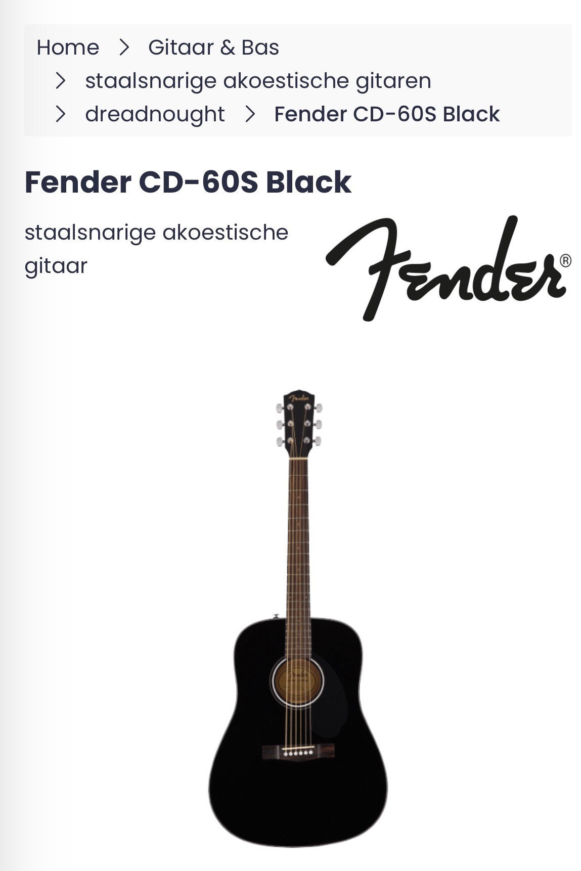 Mooie Fender akoestische gitaar staalsnaren, Ophalen, Zo goed als nieuw, Western- of Steelstringgitaar