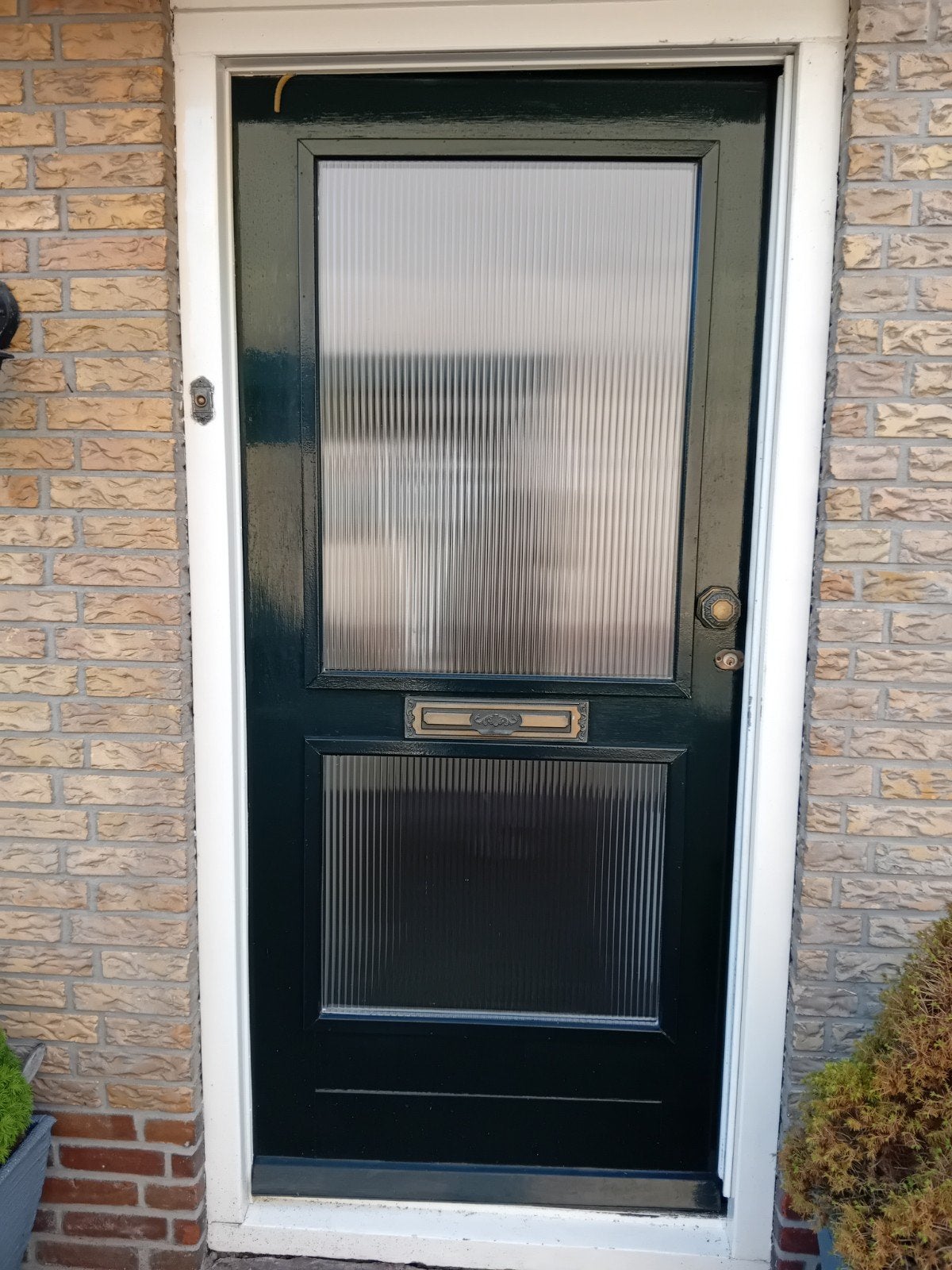 Donkergroene voordeur dubbel glas zonder kozijn, Doe-het-zelf en Verbouw, Deuren en Horren, Ophalen