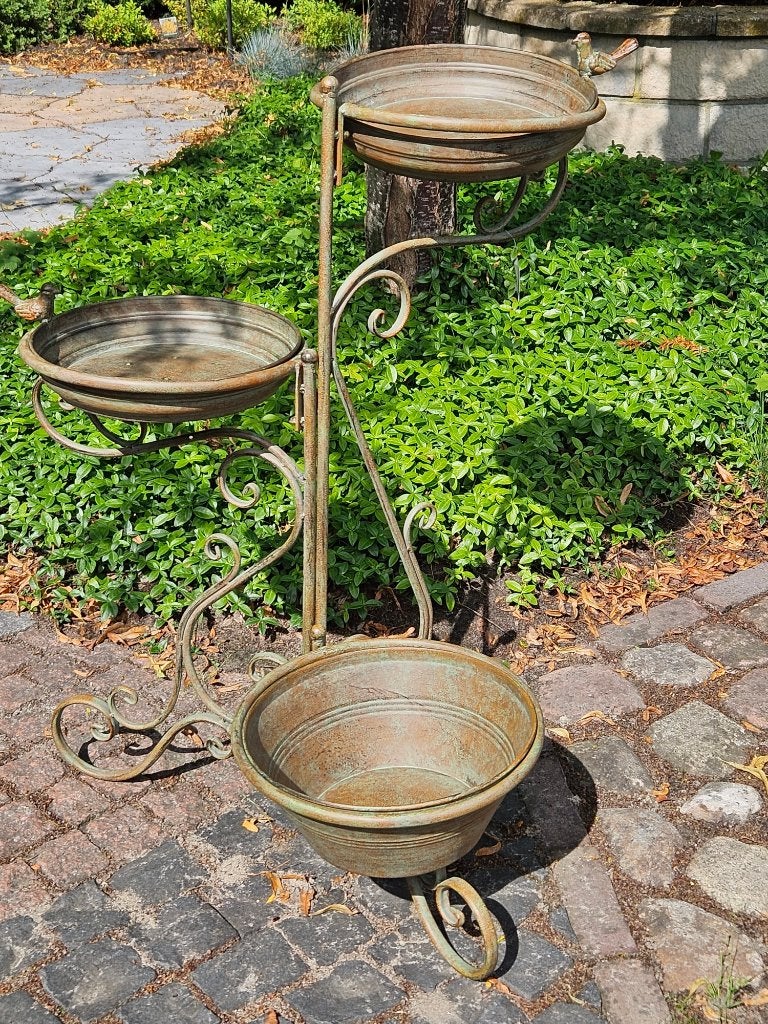 VOEDERSCHAAL / WATERSCHAAL EN BLOEMBAK / 3 IN 1, Nieuw, Metaal, Info@huisentuindecoratiemarie.nl, Huis en tuin decoratie marie