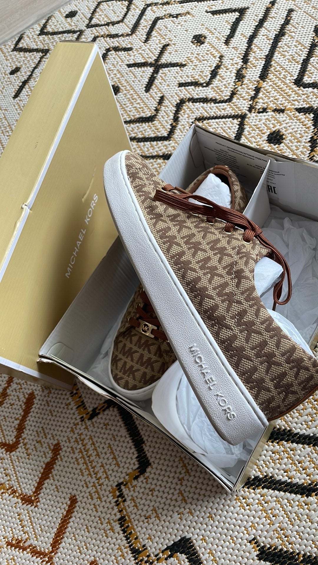 Michael Kors Keaton Lace-Up Dames Sneakers, Ophalen of Verzenden, Nieuw, Bruin, Sneakers of Gympen