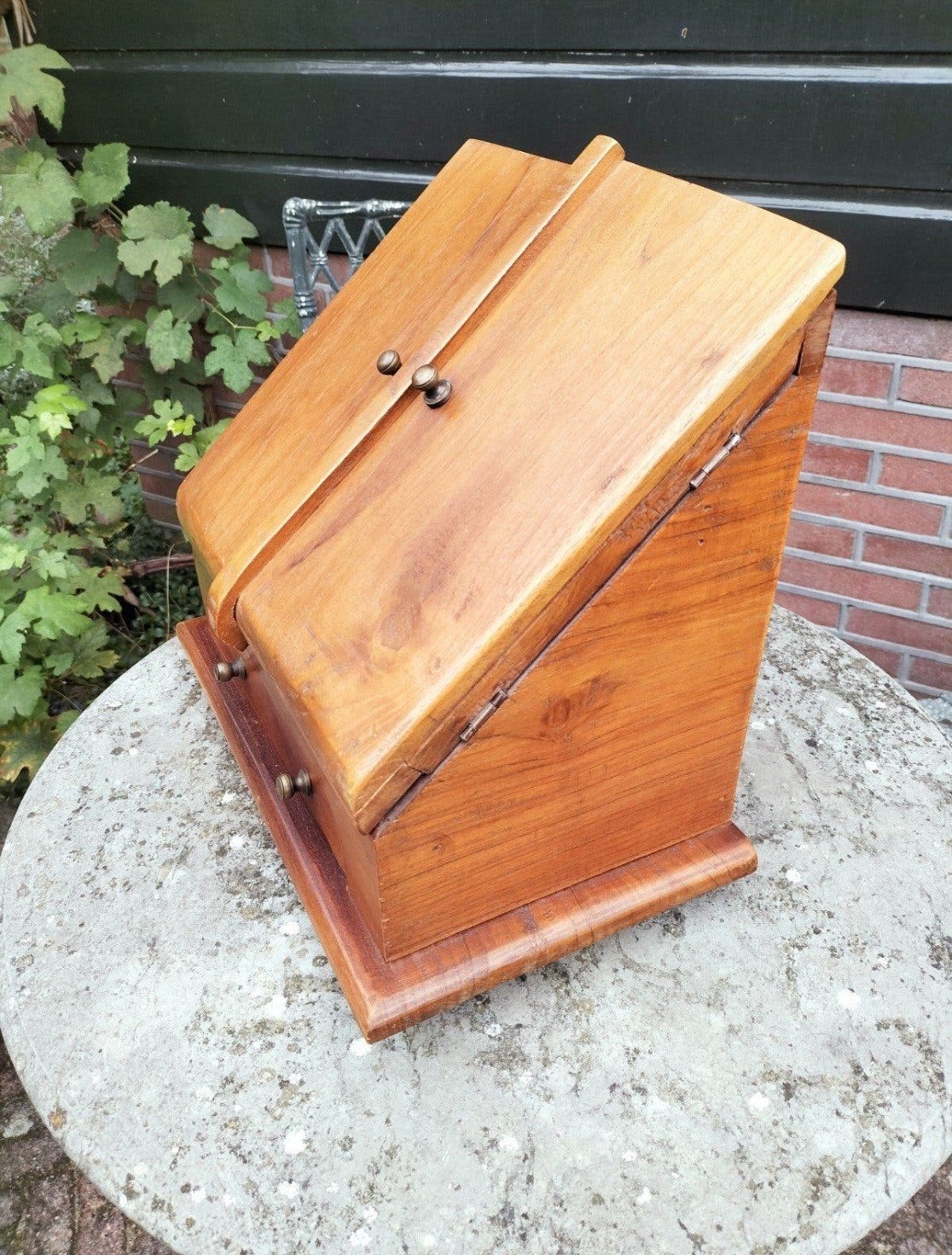 Houten brievenkist tafel secretaire, Ophalen