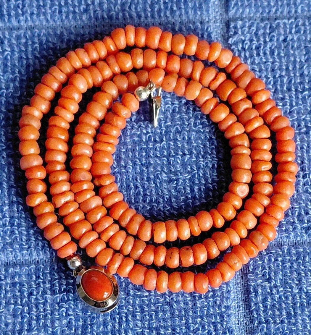 unieke bloedkoraal ketting/ zilverslot, Verzenden, Zilver, Ketting, Met edelsteen