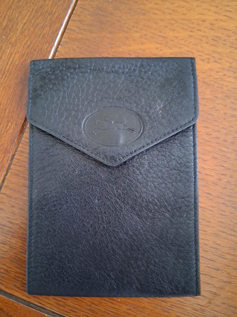 Longchamp leren pasjeshouder / kaarthouder zwart, Gebruikt, Zwart, Leer, Ophalen