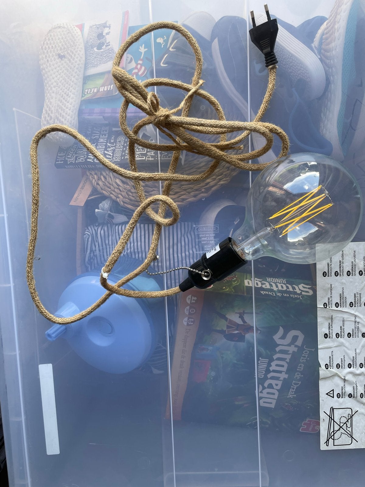 Decoratieve LED-lamp met jute snoer, Huis en Inrichting, Ophalen, Led-lamp, E27 (groot), Zo goed als nieuw