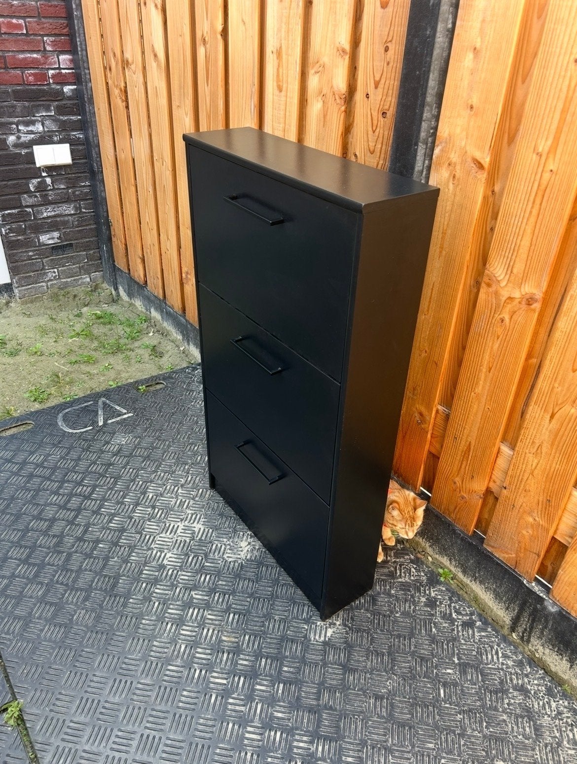 Zwart schoenenkastje met 3 vakken, Huis en Inrichting, Ophalen, Gebruikt, Modern