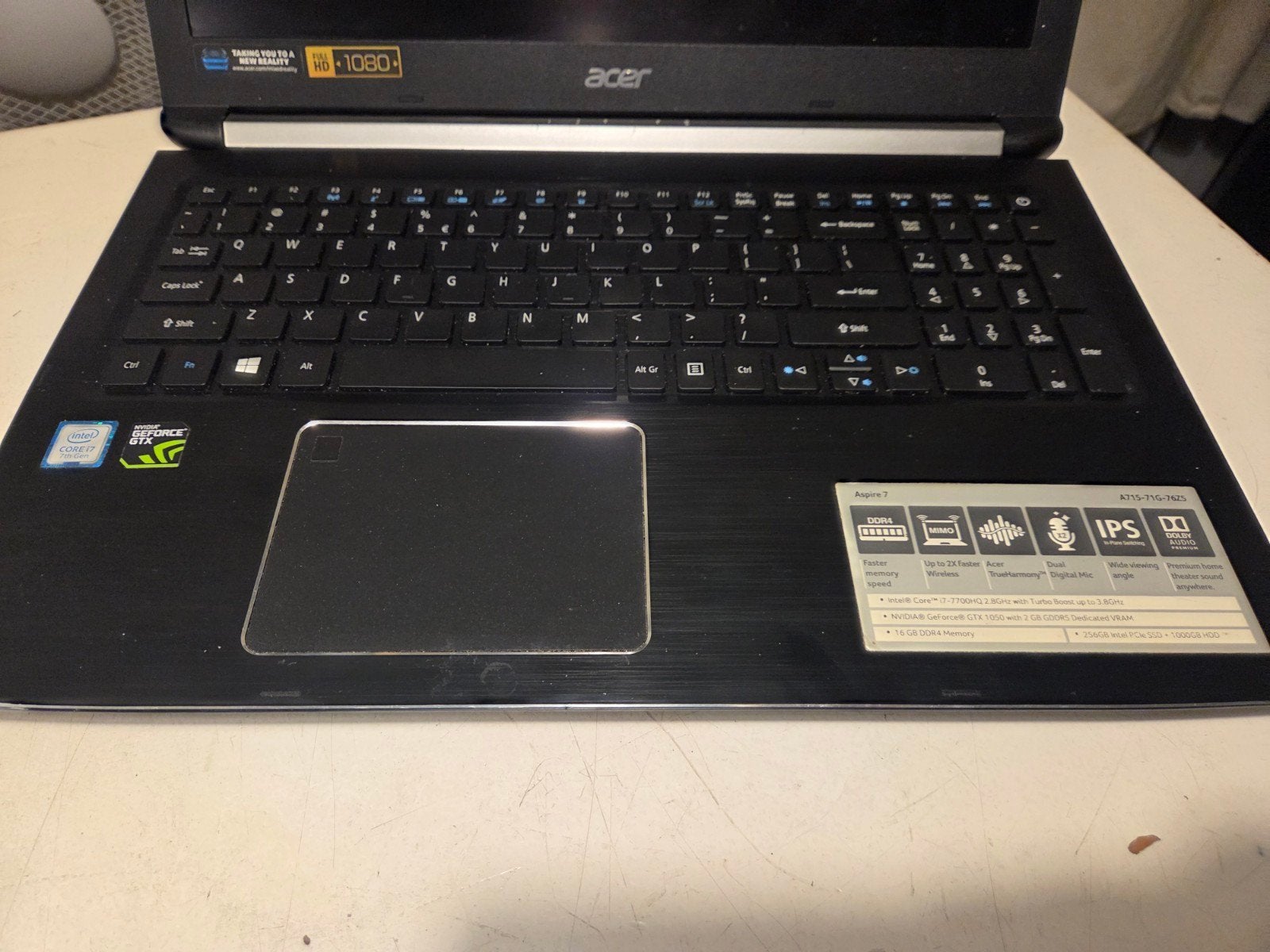 Acer laptops i7 en i5 7thGen - Nvidia- voor onderdelen, Met videokaart, Qwerty, Ophalen of Verzenden, Intel Core i5 en i7