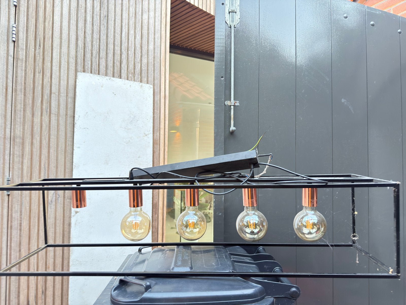 Lucide Arthur hanglamp - Zwart met koperen fittingen, Huis en Inrichting, Lampen | Hanglampen, Ophalen, Gebruikt, Metaal, E27 (groot)