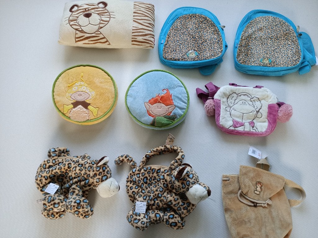 Nici knuffels, rugzak, etui, kussens, alles op foto 1,2 en 3, Ophalen, Nieuw, Overige typen