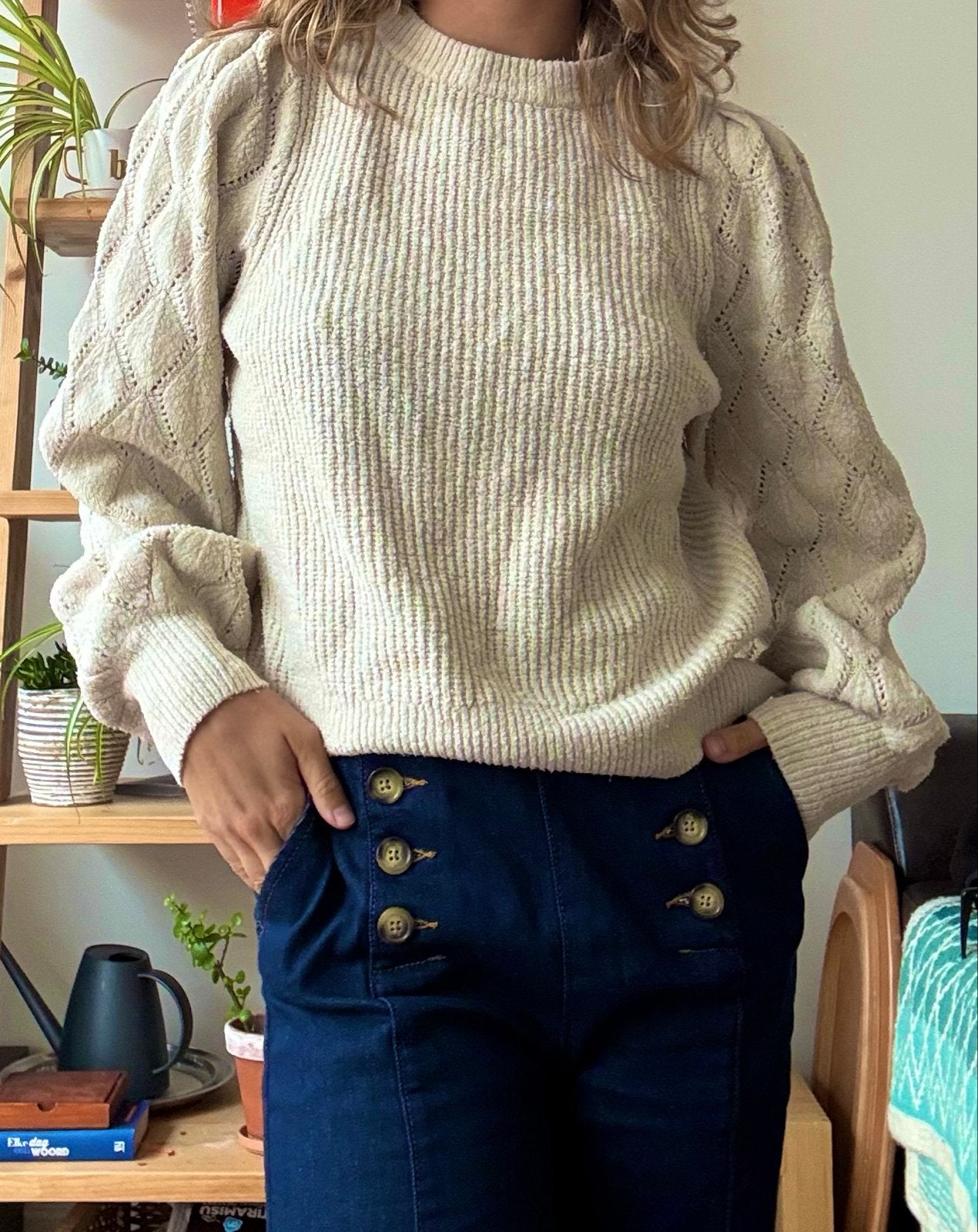 Mooie gebreide trui van Revelation, Verzenden, Gedragen, Maat 38/40 (M), Beige