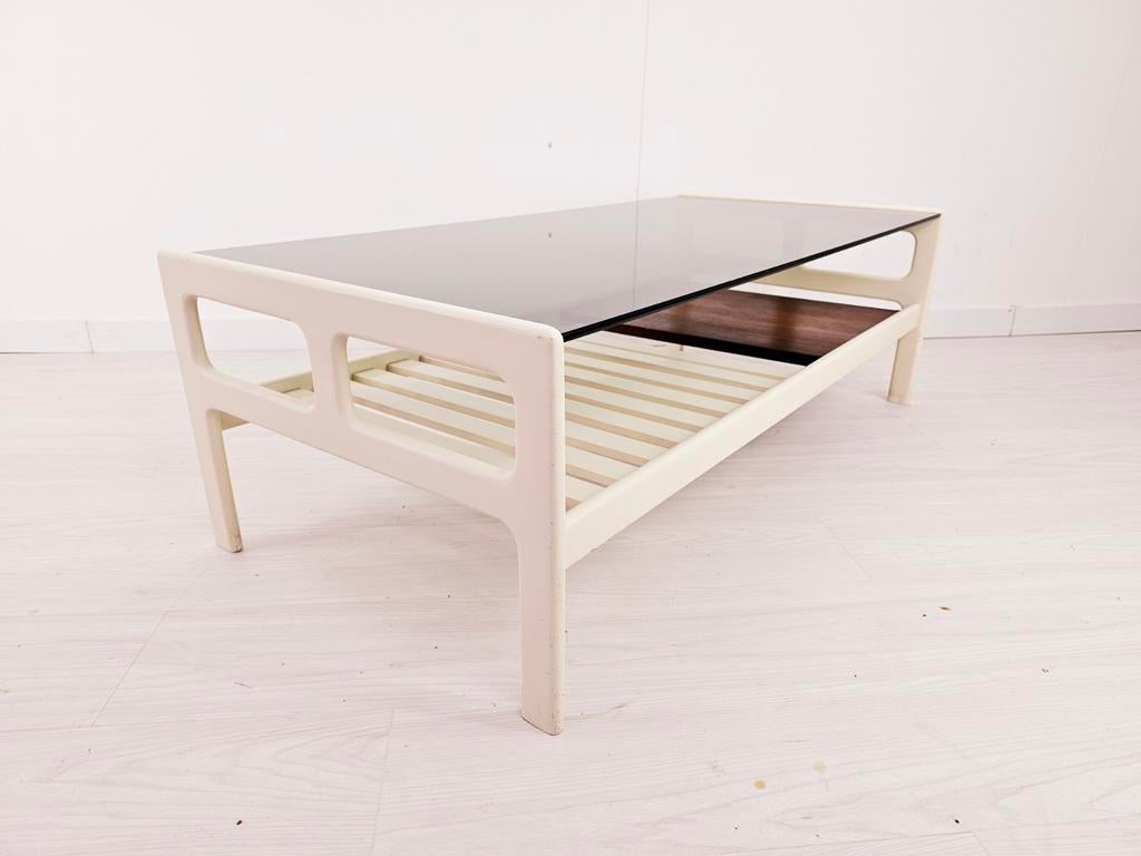 Vintage Space Age witte salontafel, jaren 70, mid-century, Gebruikt, 100 tot 150 cm, ., .