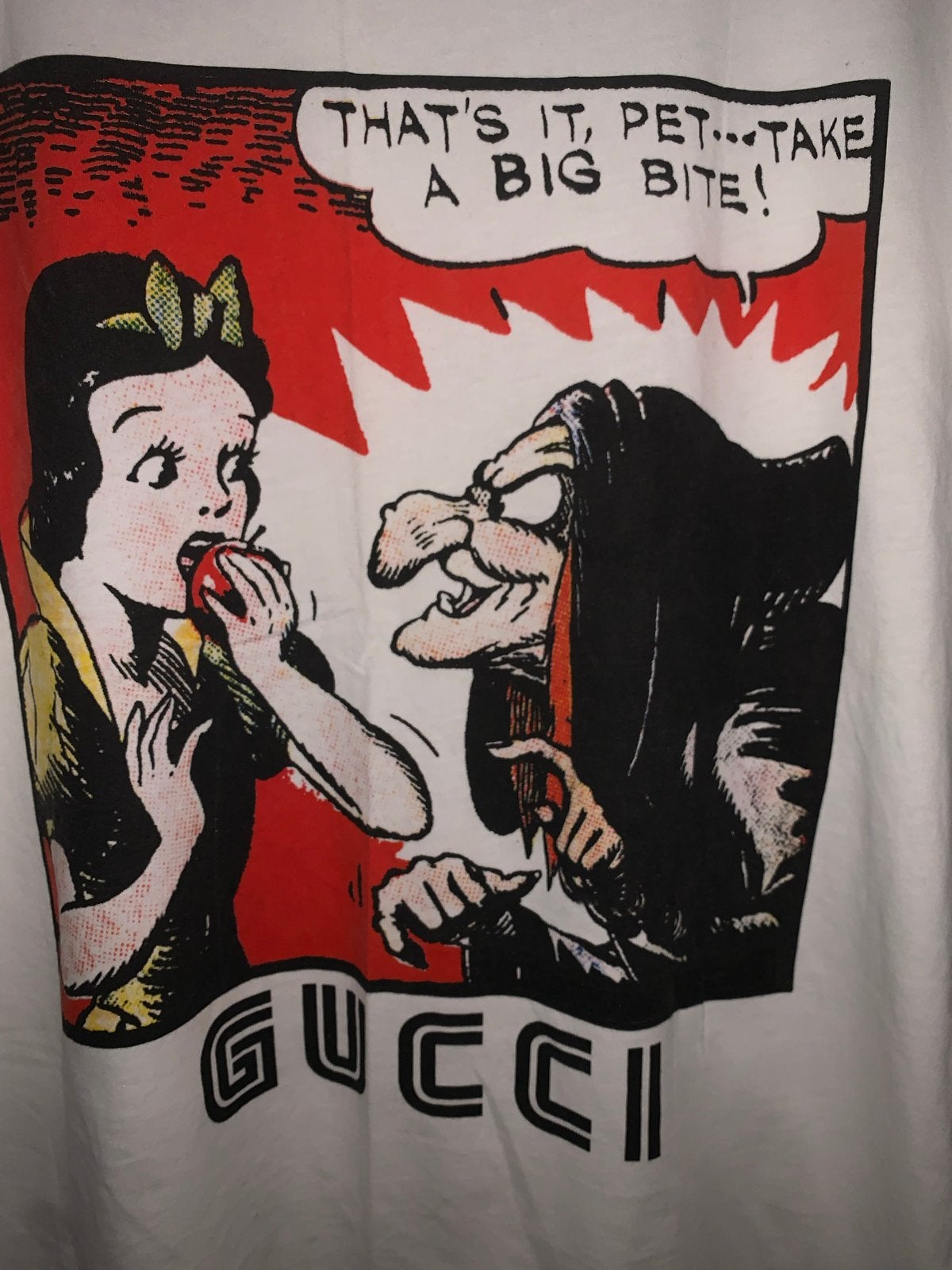 Gucci Sneeuwwitje T-shirt - XL, Ophalen of Verzenden, Zo goed als nieuw, Maat 56/58 (XL), Wit