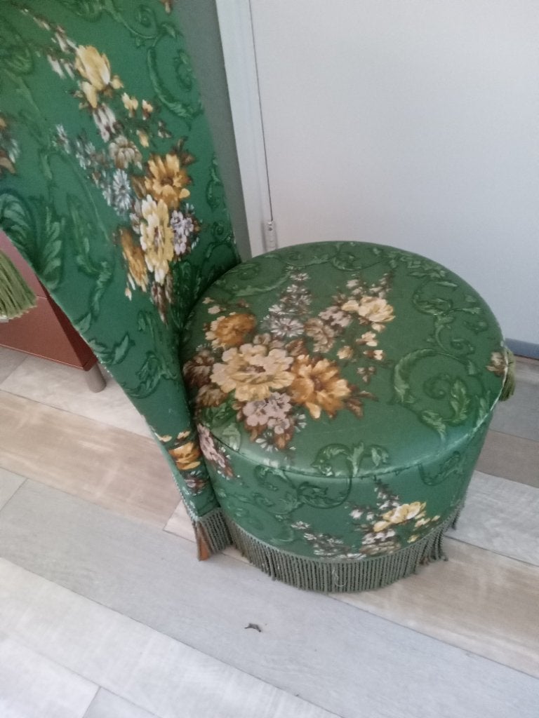 Groen vintage stoeltje met opbergruimte, Ophalen