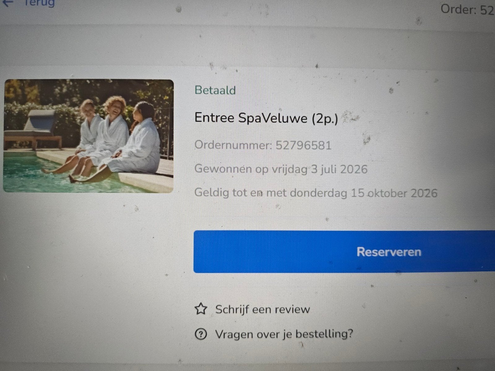 entree Spa Veluwe 2 personen, Twee personen, Cadeaubon, Spa of Sauna