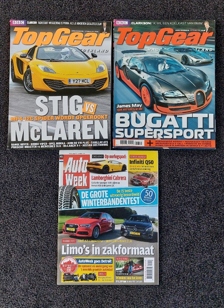 2x Topgear en 1x Autoweek (2010 t/m 2013), Boeken, Tijdschriften en Kranten, Ophalen of Verzenden, Gelezen